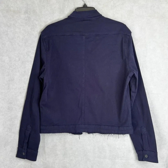 Zara Navy Blue Snap Button Front Casual Twill Jacket Size Medium - Picture 2 of 9